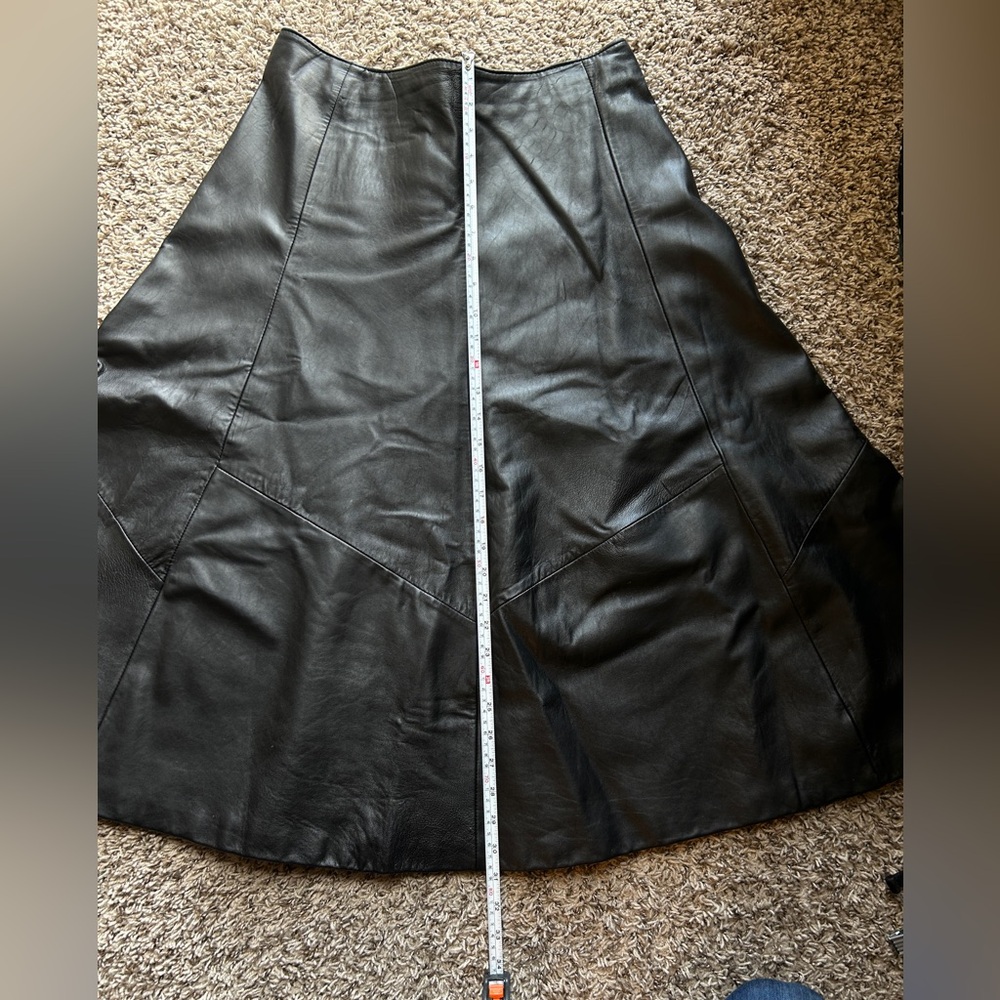 Della Roufogali Vintage black leather skirt Size 12 - Picture 7 of 8